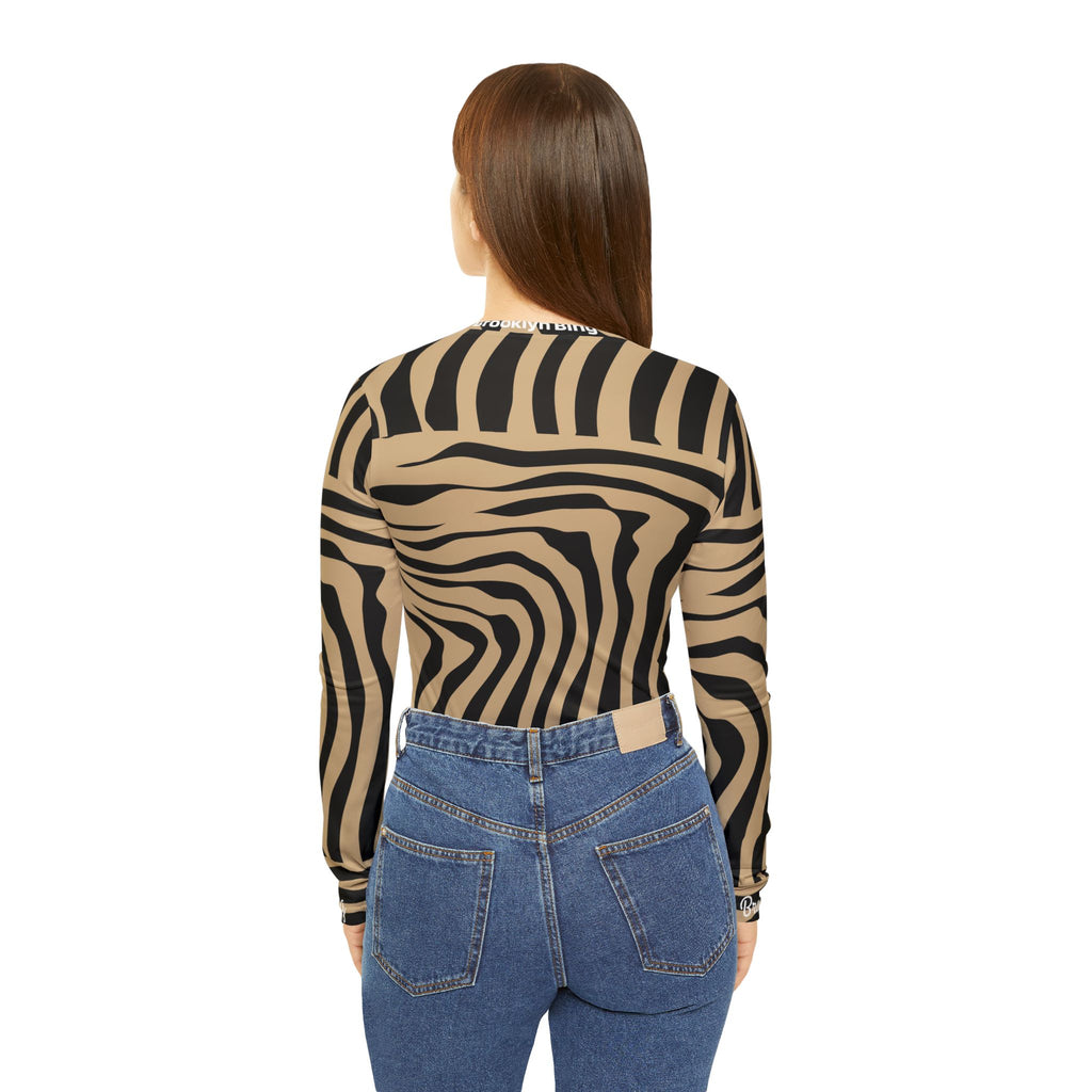 Zebra Stripe V‑Neck Long Sleeve Shirt