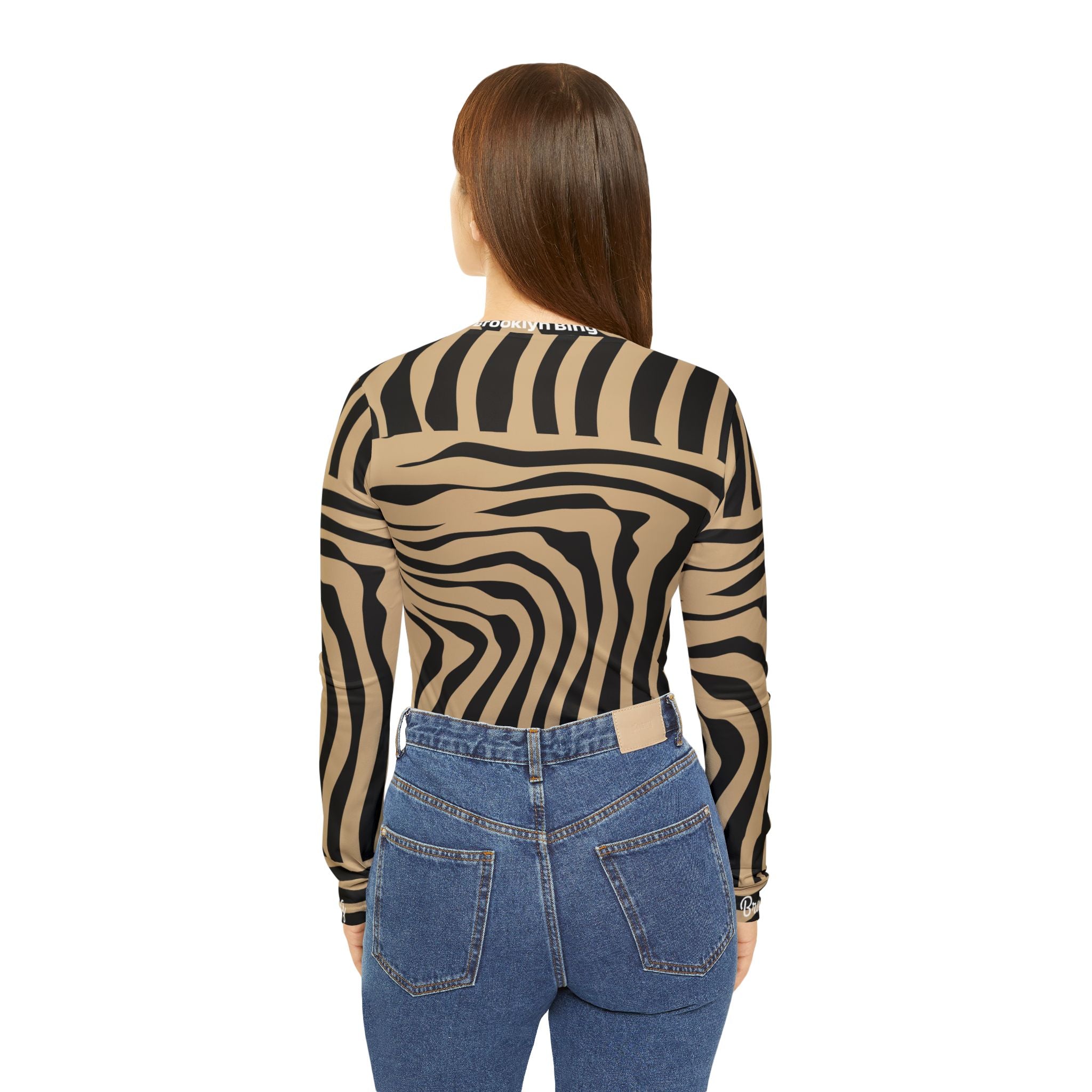 Zebra Stripe V‑Neck Long Sleeve Shirt