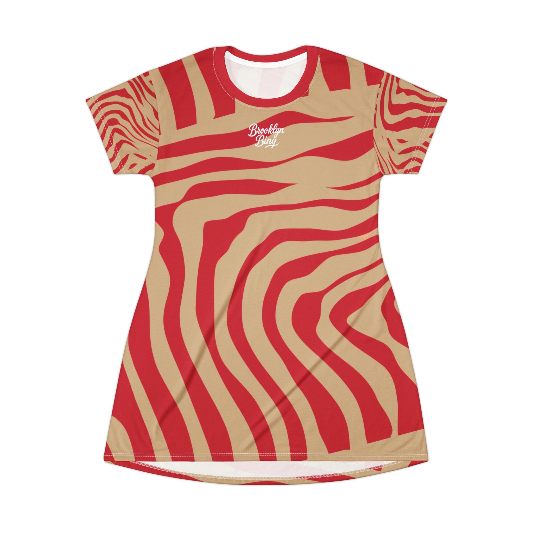 Red Zebra Stripe T-Shirt Dress