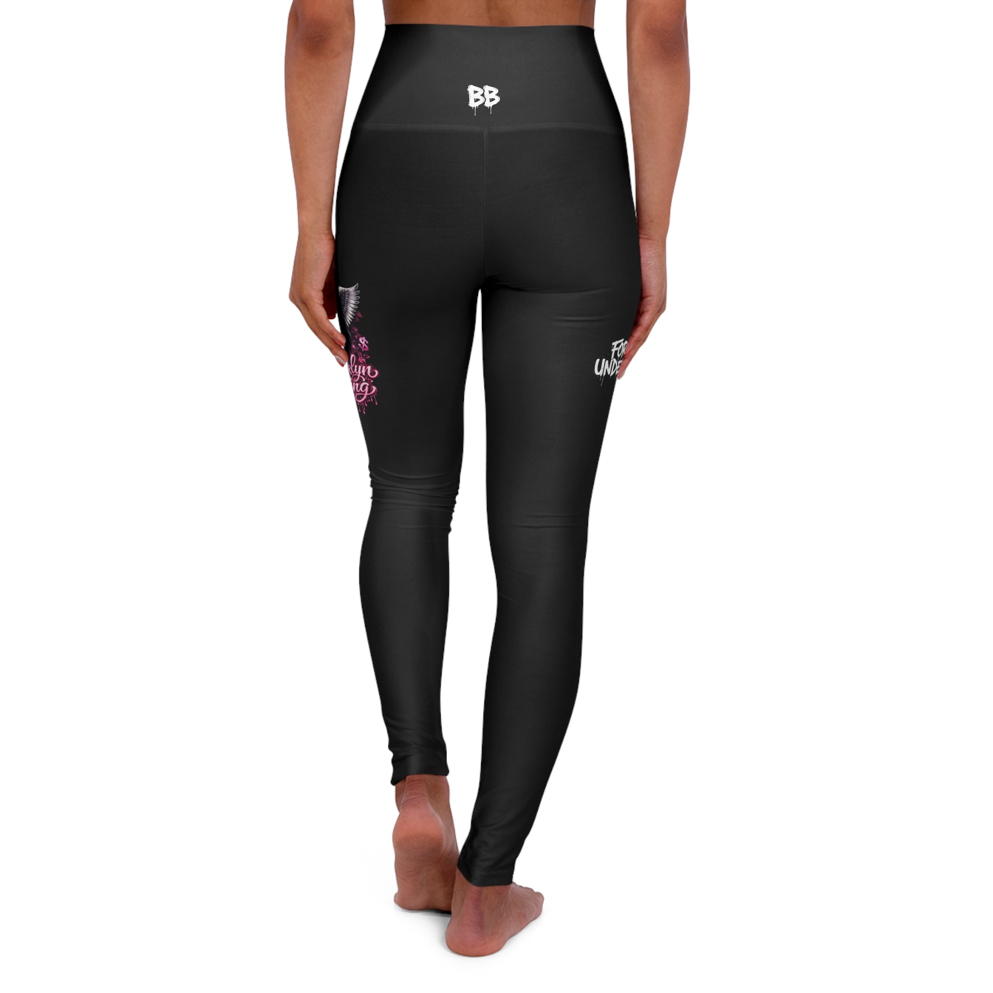 Black Underdog Angel High-Waisted Yoga Leggings