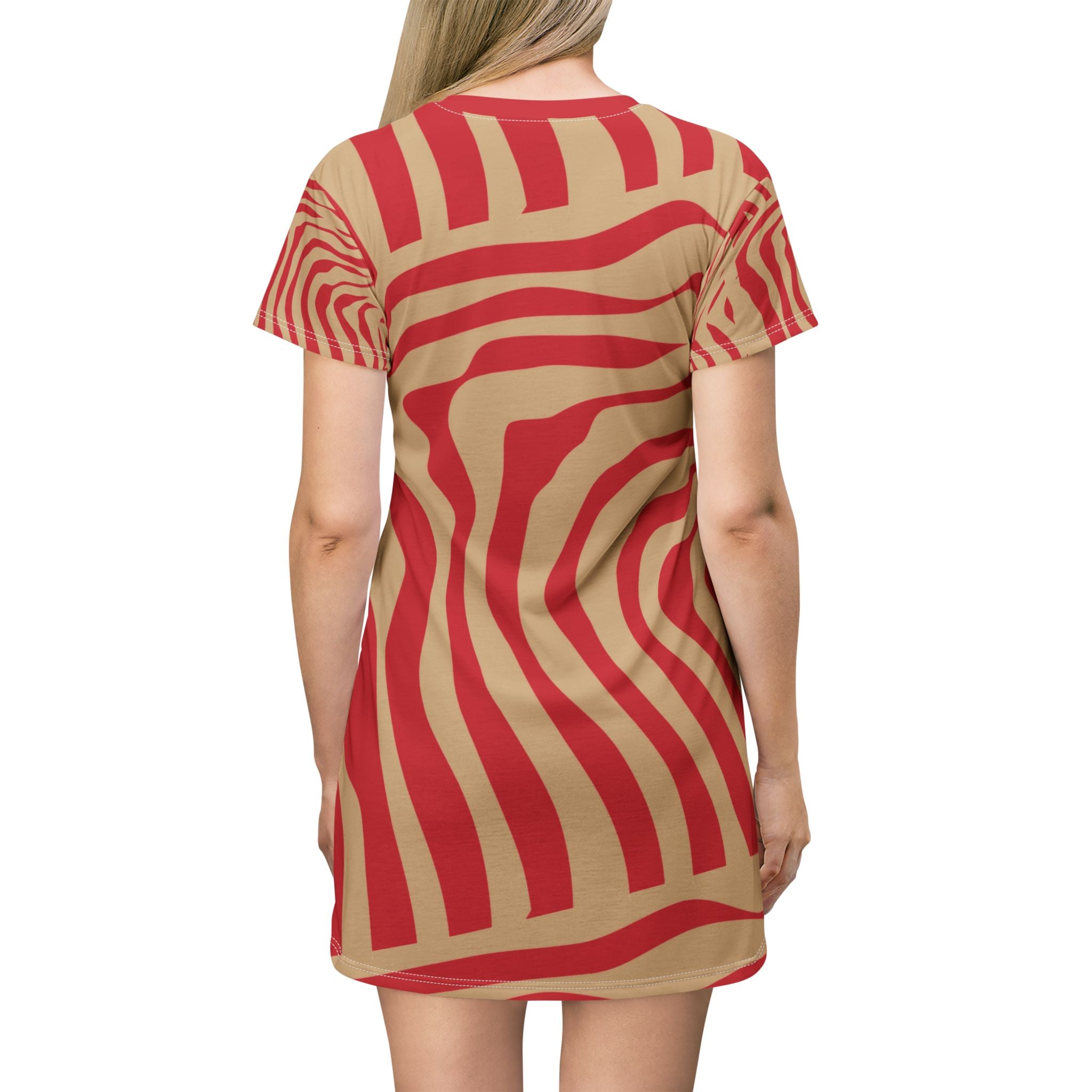 Red Zebra Stripe T-Shirt Dress