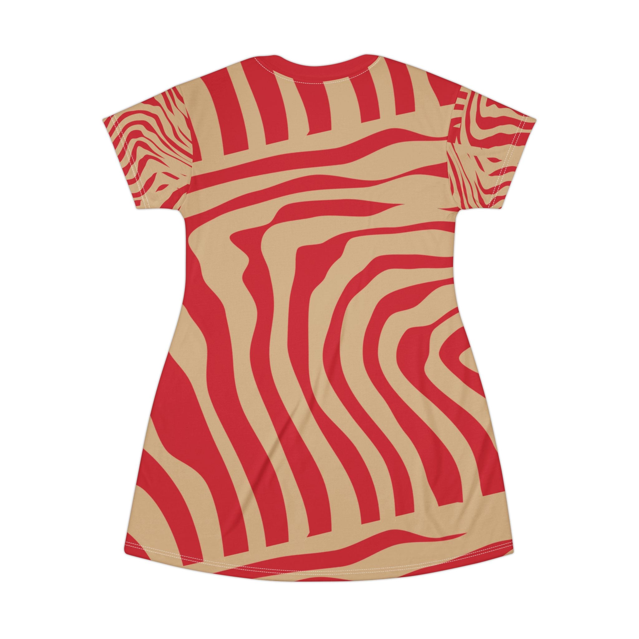 Red Zebra Stripe T-Shirt Dress
